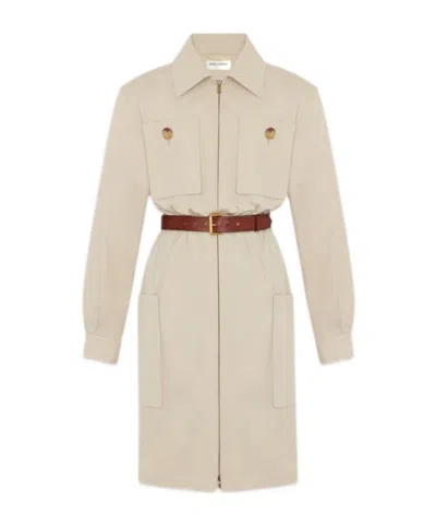 SAINT LAURENT SAINT LAURENT SAHARIENNE BELTED DRESS