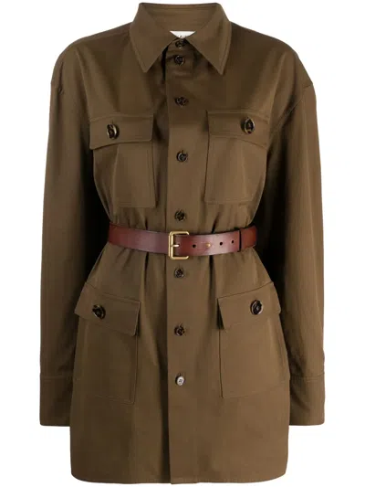 Saint Laurent Camel Brown Saharienne Belted Shirt