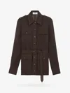 Saint Laurent Women Biologic Silk Dress With Belt At Waist In Brown