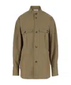 Saint Laurent Saharienne Buttoned Long-sleeved Shirt In Brown