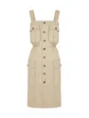 Saint Laurent Women's Casual Style Sleeveless Cotton Medium Dress In Beige