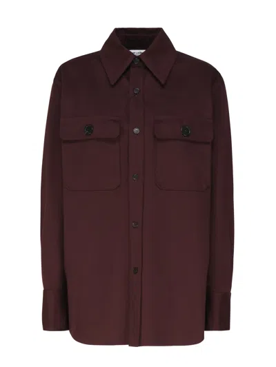 Saint Laurent Saharienne Shirt In Cotton Drill In Red