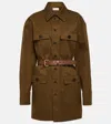 Saint Laurent Camel Brown Saharienne Belted Shirt In Brown