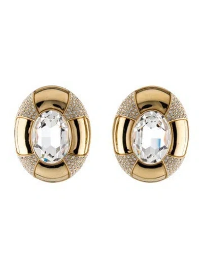 Pre-owned Saint Laurent Saharienne Crystal-embellished Clip-on Earrings In Multi