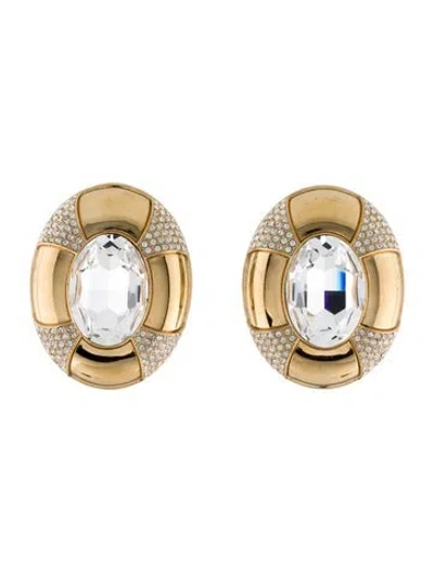Pre-owned Saint Laurent Saharienne Crystal-embellished Clip-on Earrings In Multi