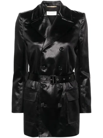 Saint Laurent Saharienne Double-breasted Blazer In Black