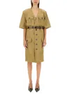 Saint Laurent Saharienne Dress In Beige