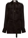 Saint Laurent Women Biologic Silk Dress With Belt At Waist