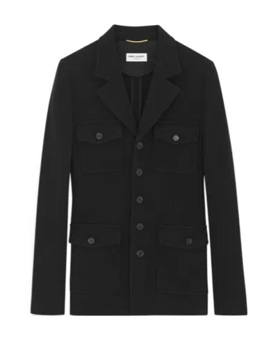Saint Laurent Saharienne Four-pocket Blazer In Black