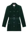 Saint Laurent Velvet Safari Jacket Belted Waist In Green