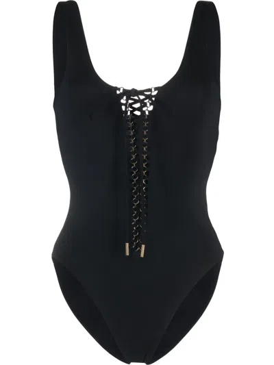 SAINT LAURENT SAHARIENNE LACE-UP SWIMSUIT