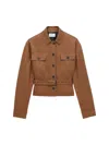 Saint Laurent Saharienne Brown Jacket With Pointed Collar And Adjustable And Removable Waist Belt In Leather Woman In Brown