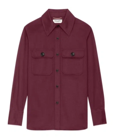 Saint Laurent Saharienne Shirt In Cotton Drill In Red