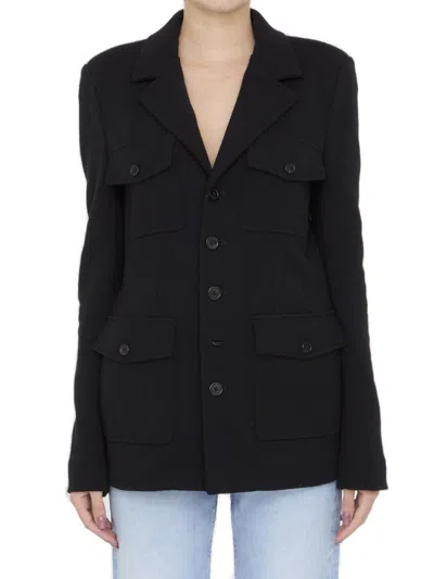 Saint Laurent Saharienne Long-sleeved Jacket In Black