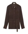 Saint Laurent Women Biologic Silk Dress With Belt At Waist In Brown
