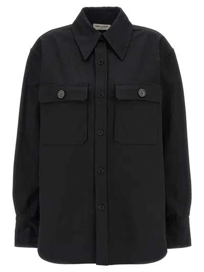 Saint Laurent 'saharienne' Shirt In Black