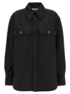 Saint Laurent Saharienne Twill Cotton Shirt In Black