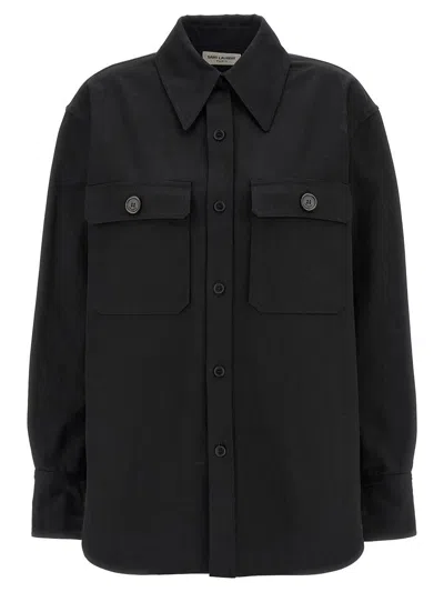 Saint Laurent Cotton Shirt In Black