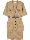 Saint Laurent Saharienne Dress In Nude