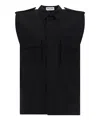 Saint Laurent Men Saharienne Sleeveless Shirt In Black