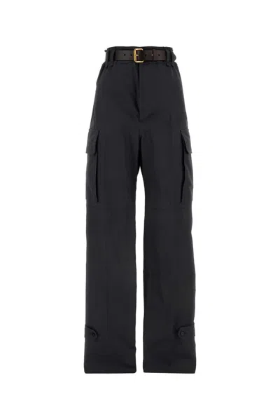 Saint Laurent Saint Lauren Twill Belted Trousers In Black