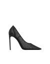 SAINT LAURENT SAINT LAURENT SAINT LAURENT ANJA PUMPS IN RHINESTONE MESH WOMAN PUMPS BLACK SIZE 7 LEATHER