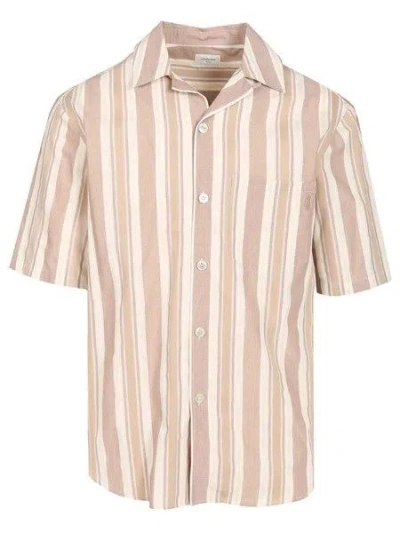 Saint Laurent Cassandre Cotton Striped Shirt In White