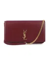 Saint Laurent Cassandre Leather Phone Holder In Burgundy