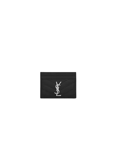 Saint Laurent Cassandre Matelassé Card Holder In Black
