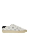 Saint Laurent Signature California Stars Sneakers Flat Heel Leather Up In White