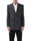 Saint Laurent Double-breasted Blazer In Gray