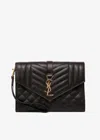 Saint Laurent Envelope Flap Pouch In Mix Matelassé Grain De Poudre Leather