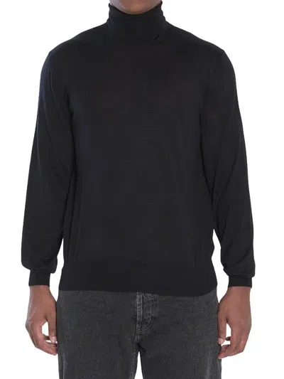 Saint Laurent Fine Wool Turtleneck Jumper In Blue