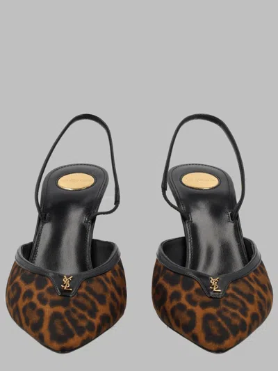 Saint Laurent Folie Slingback Pumps In Animalier