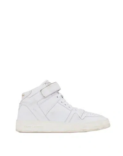 Saint Laurent Lax Sneakers In Washed-out Effect Leather In White