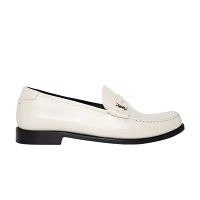 Pre-owned Saint Laurent Le Loafer Penny Slippers 'pearl' | White | Men's Size 44