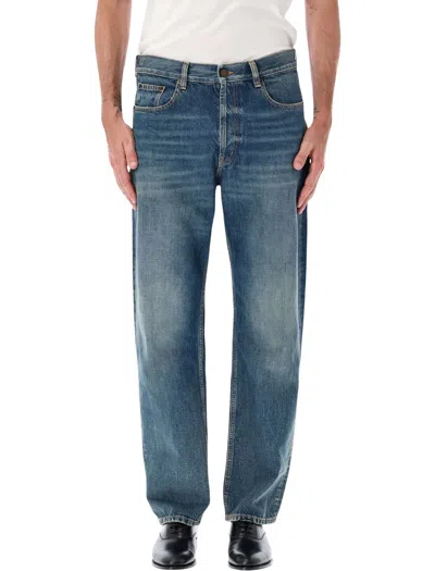 Saint Laurent Loose Straight Mid-rise Jeans In Blue