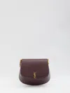 Saint Laurent Mini Voltaire Bag In Red Burgundy Calfskin, Leather Lining, Bronze-color