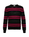 Saint Laurent Striped Mohair-blend Sweater In Black
