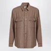 Saint Laurent Long Sleeve Checkered Overshirt Chest Pockets In Brown