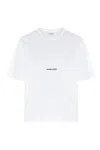Saint Laurent Basic White T-shirt With Miiddle Logo Print In Cotton Woman