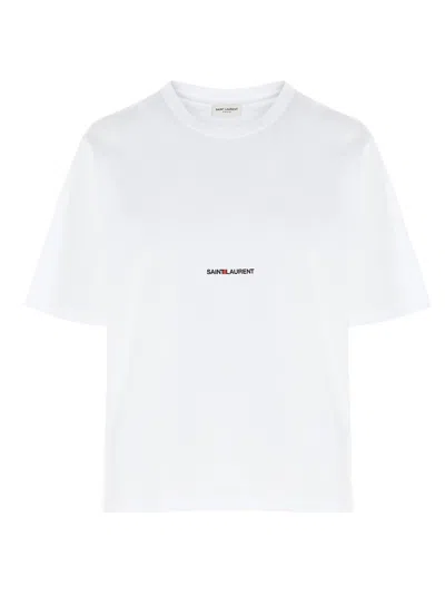Saint Laurent Cotton T-shirt With Frontal Iconic Print In White