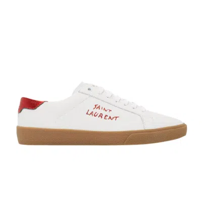 Pre-owned Saint Laurent Sl-06 Court Leather 'white Red' | Men's Size 40