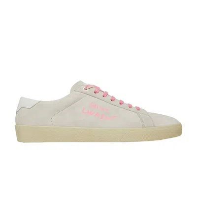 Pre-owned Saint Laurent Sl-06 Signature Court Suede 'white Pink' | Men's Size 43