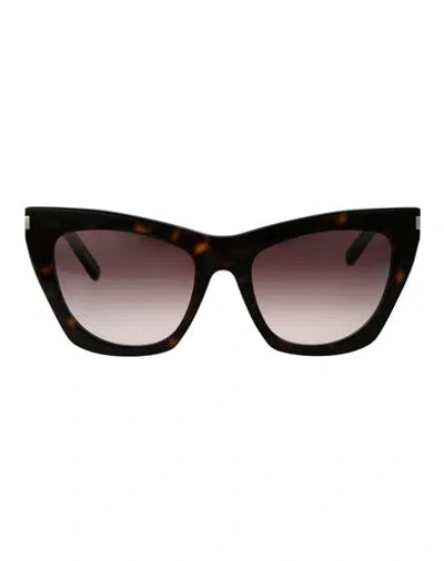 Saint Laurent Sl 214 Kate Woman Eyeglass Frame Brown Size 55 Acetate In Brown
