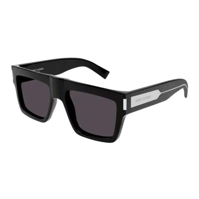 Saint Laurent Black Crystal Black Acetate Sunglasses In Brown