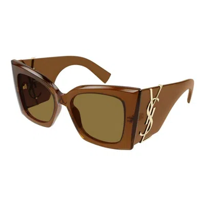 Saint Laurent Green Butterfly Ladies Sunglasses Sl M119 Blaze 002 54 In Brown