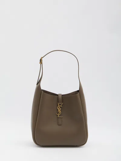 Saint Laurent Small 5 To 7 Bag In Soft Brown Hammered Leather, Lined In Tone-on-tone S