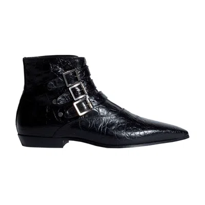 Pre-owned Saint Laurent Stan Boot 'crocodile-embossed Black' | Men's Size 42