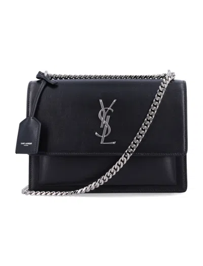 Saint Laurent Sunset Medium Smooth Leather Bag With Chain Strap